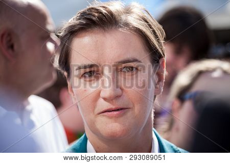 Belgrade, Serbia - September 16, 2018:  Prime Minister Ana Brnabic Talking In The 2018 Edition Of Be