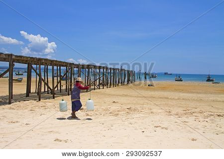 Beach And People Hot In Summer At Bang Boet Beach At Chumphon Province Thailand Is Famous For Travel