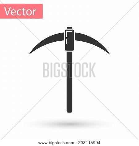 Grey Pickaxe Icon Isolated On White Background. Blockchain Technology, Cryptocurrency Mining, Bitcoi