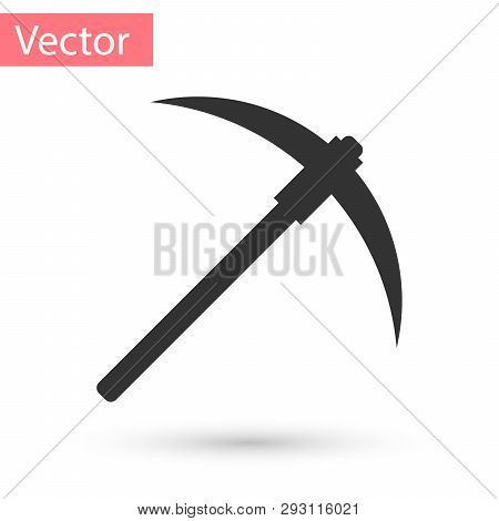 Grey Pickaxe Icon Isolated On White Background. Blockchain Technology, Cryptocurrency Mining, Bitcoi