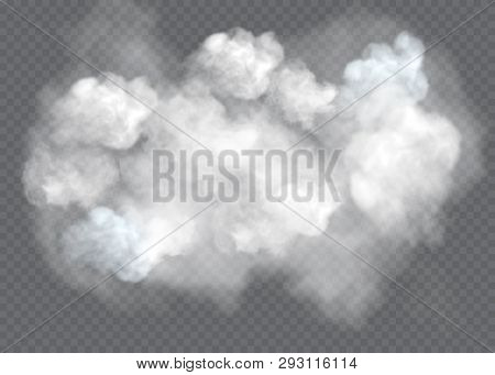 Transparent Special Effect Stands Out With Fog Or Smoke. White Cloud Vector, Fog Or Smog.