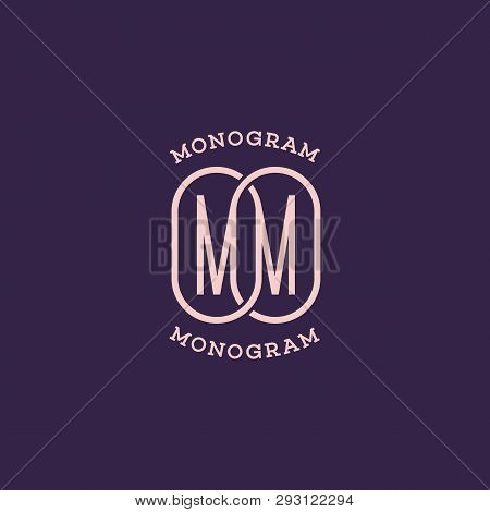 Monogram Template Two Letters M. Vector Illustration.
