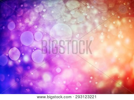 Colorful Circles Of Light Abstract Background , Colored Lights Created In-camera And Lens With Bokeh