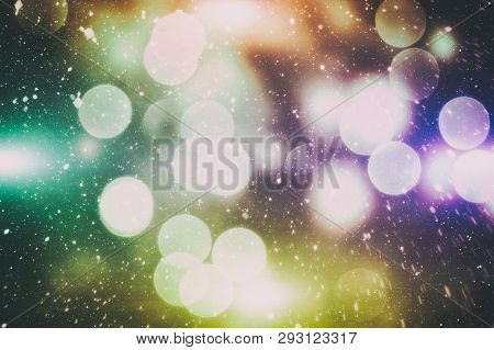 Colorful Circles Of Light Abstract Background , Colored Lights Created In-camera And Lens With Bokeh