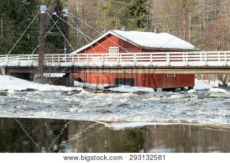 Dam And Threshold On The River Jokelanjoki, Kouvola, Finland