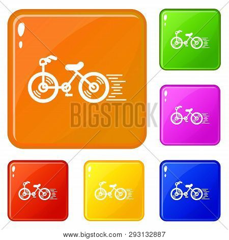 Running Bicycle Icons Set Collection Vector 6 Color Isolated On White Background