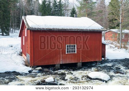 Dam And Threshold On The River Jokelanjoki, Kouvola, Finland