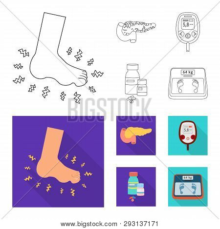 Vector Design Of Diet And Treatment  Logo. Set Of Diet And Medicine Stock Vector Illustration.