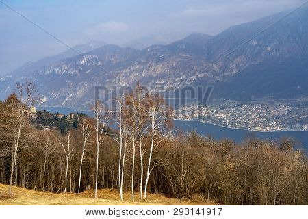 The Como Lake Seen From The Madonna Del Ghisallo, Lecco, Lombardy, Italy, At Winter (february)