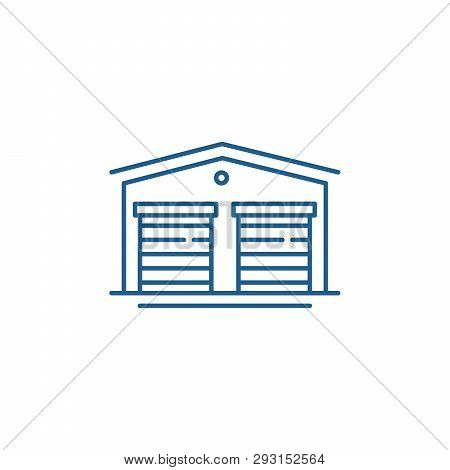 Warehouses Line Icon Concept. Warehouses Flat  Vector Symbol, Sign, Outline Illustration.