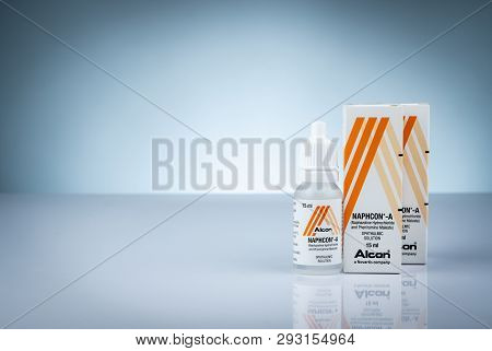 Chonburi, Thailand-october 27, 2018 : Naphcon-a Sterile Ophthalmic Solution. Sterile Eye Drop. Napha