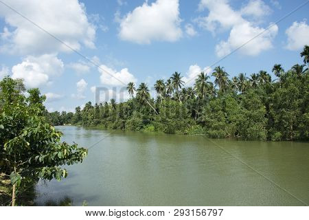 View Landscape And Motion Flowing Water Of Sawi River At Sawi District In Chumphon, Thailand