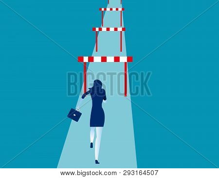 Businesswoman Hurdler. Concept Business Success Vector Illustration.