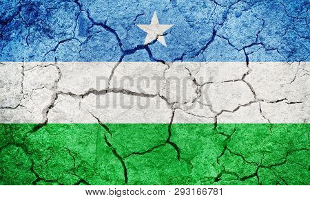 Puntland State Of Somalia Flag, Region In Northeastern Somalia, On Dry Earth Ground Texture Backgrou