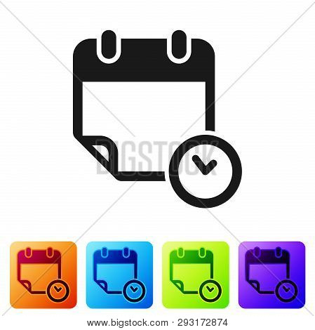 Black Calendar And Clock Icon Isolated On White Background. Schedule, Appointment, Organizer, Timesh