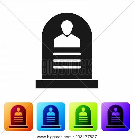 Black Tombstone With Rip Written On It Icon Isolated On White Background. Grave Icon. Set Icon In Co