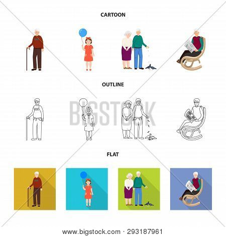 Vector Illustration Of Character And Avatar  Symbol. Set Of Character And Portrait Stock Symbol For 