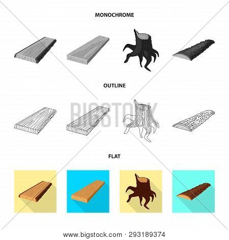Vector Design Of Tree   And Raw  Icon. Set Of Tree   And Construction Vector Icon For Stock.