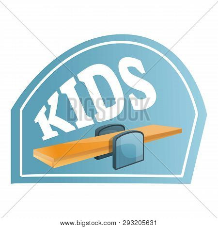Kids Wood Seesaw Logo. Cartoon Of Kids Wood Seesaw Vector Logo For Web Design Isolated On White Back