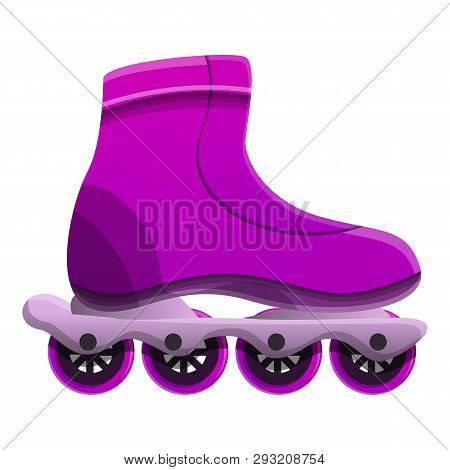 Purple Inline Skates Icon. Cartoon Of Purple Inline Skates Vector Icon For Web Design Isolated On Wh