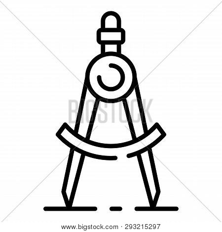 Metal Draw Compass Icon. Outline Metal Draw Compass Vector Icon For Web Design Isolated On White Bac