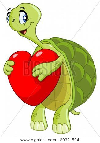 Skildpadde holder et hjerte