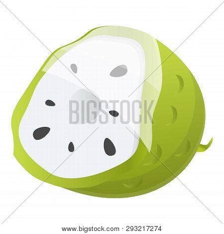 Cutted Soursop Icon. Cartoon Of Cutted Soursop Vector Icon For Web Design Isolated On White Backgrou