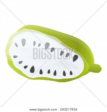Asia Half Soursop Icon. Cartoon Of Asia Half Soursop Vector Icon For Web Design Isolated On White Ba
