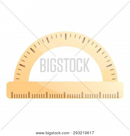 Wood Protractor Icon. Cartoon Of Wood Protractor Vector Icon For Web Design Isolated On White Backgr