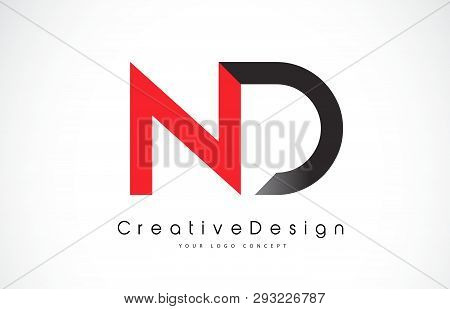 Red And Black Nd N D Letter Logo Design In Black Colors. Creative Modern Letters Vector Icon Logo Il