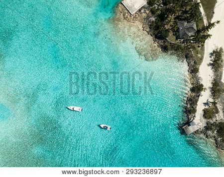 Drone Bird View Of Exuma In The Bahamas. Summer Vaction