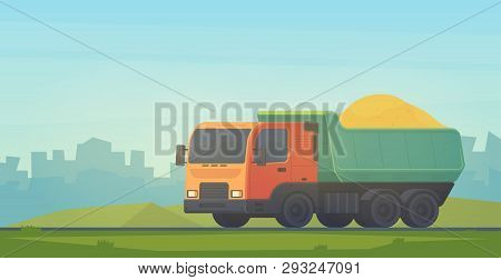 Dumper Truck. Transportation Soil And Construction Materials On Building Site.