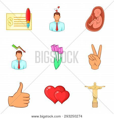 Subsidy Icons Set. Cartoon Set Of 9 Subsidy Icons For Web Isolated On White Background