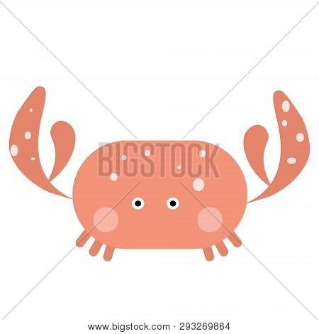 Crab Flat Illustration On White. Marine And Undewater Life Series.