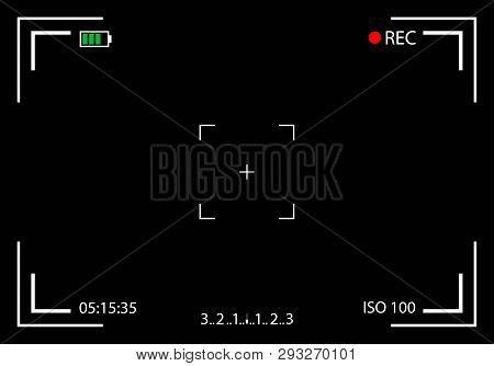 Creative Vector Illustration Of Camera Viewfinder Isolated On Background. Art Design Mirorless, Dslr