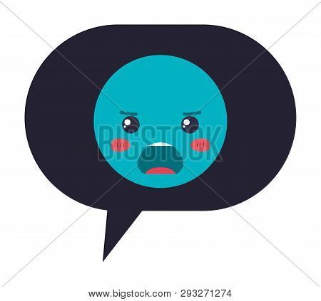 Speech Bubble With Angry Emoji Kawaii Character Vector Illustration Design