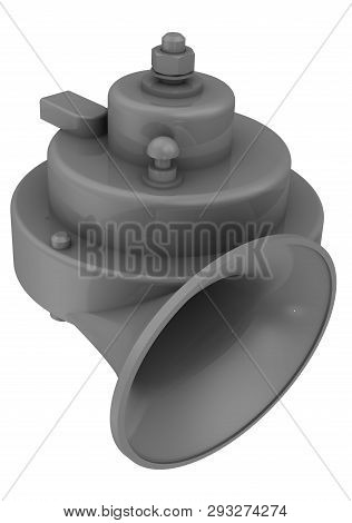 Car Horn. Automobile Electric Car Horn Isolated On White Background. 3d Illustration