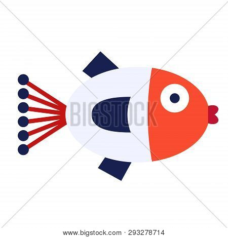 Cute Fish Flat Illustration On White. Marine And Undewater Life Series.