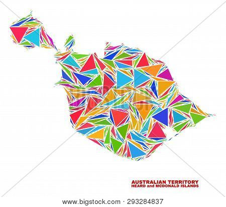 Mosaic Heard And Mcdonald Islands Map Of Triangles In Bright Colors Isolated On A White Background. 