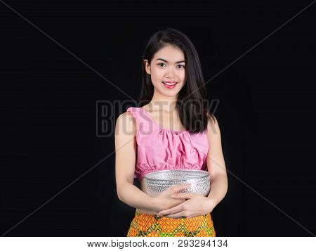 Beautiful Asian Girl Putting The Hands Together In Front Of Your Chest As A Salute To Pay Respect To