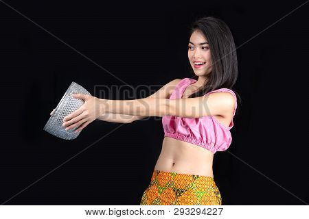 Beautiful Asian Girl Putting The Hands Together In Front Of Your Chest As A Salute To Pay Respect To