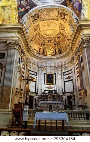 Genoa, Italy - October 14, 2018: Interior Of Chiesa Di San Pietro In Banchi In Genova