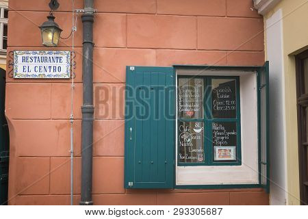 Prague, Czech Republic - 11 September 2018: Facade Of Old Restaurant In Prague Old City