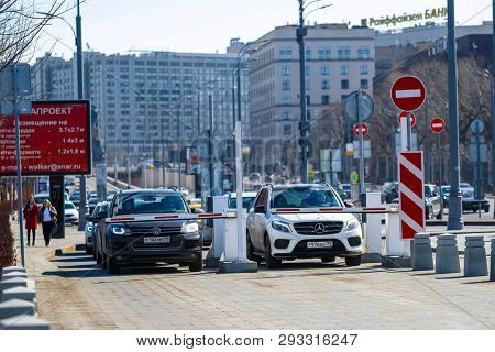 Moscow, Russia - April, 1, 2019: cars on a parkung in Moscow, Russia