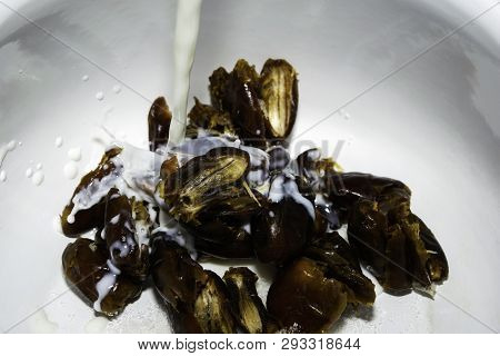 Hushaf - Date Milk, A Traditional Dish Of Ramadan, Cooking, Ingredients, Seedless Dates Lying In A S