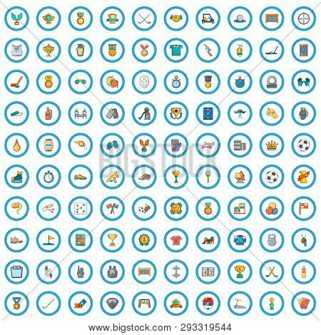 100 Physical Education Icons Set. Cartoon Illustration Of 100 Physical Education Vector Icons Isolat