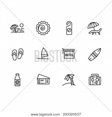 Simple Set Summer Holiday On Sea Beach Illustration Line Icon. Contains Such Icon Travel, Summer Bea