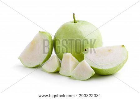 Guava Fruit Isolated On A White Background.