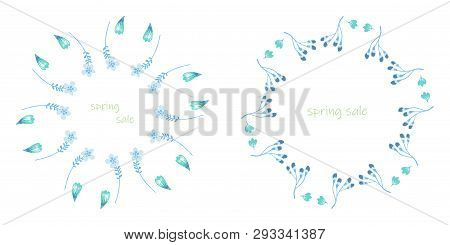 Poster Spring Sales On A Floral Watercolor Background. Ard, Label, Flyer, Banner Design Element. Vec