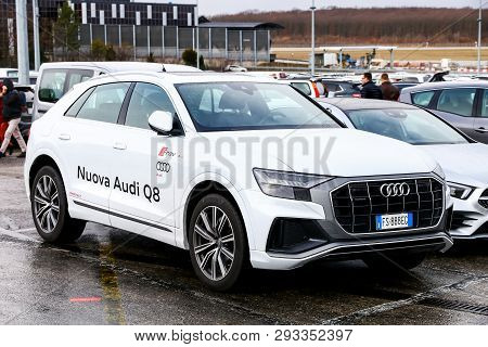 Geneva, Switzerland - March 11, 2019: Luxury Suv Audi Q8 In The City Street.